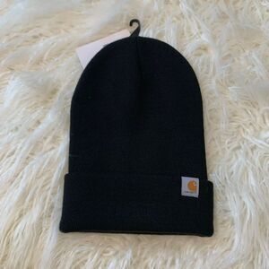 NWT Carhartt Adult Unisex Black Logo Cuffed Knit Beanie Cap Winter Hat